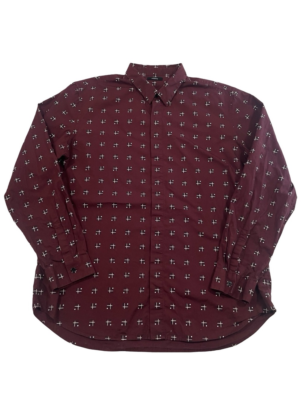 Theory Lev Cross Box Button-Up Long Sleeve Shirt Size 2XL (Retail $195)